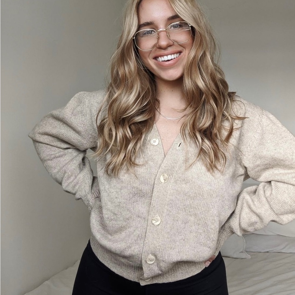 COPY - Calenzano 100% Shetland Wool Beige/Tan Cardigan Made in Italy